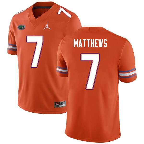 NCAA Florida Gators Luke Matthews Men's #7 Nike Orange Stitched Authentic College Football Jersey VTQ6564JS